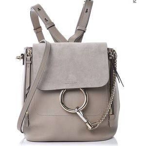 CHLOE Suede Calfskin Faye Backpack Motty Grey